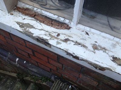 Wooden windowsill repairs - before image